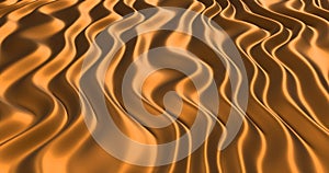 Rippled gold silk background. 3d rendering