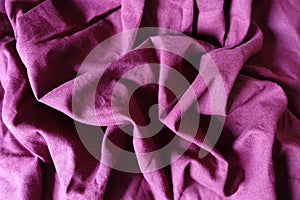 Rippled quiet colored plum linen fabric