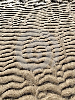 Rippled sand along the shore by Salt Flats In Sonora, Mexico