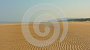 Rippled sand on the beach of the French opal coast