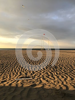 Rippled sand dunes in early morning light on Grado beach - Italy