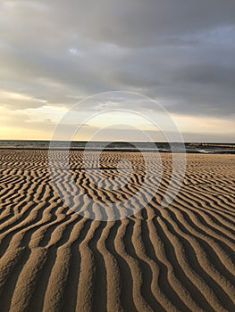 Rippled sand dunes in early morning light on Grado beach - Italy