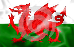 Rippled silk Welsh flag