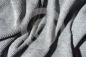 Rippled heather grey rib knit fabric