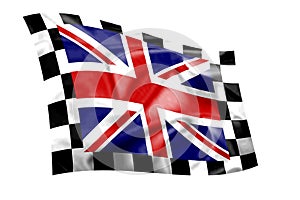 Rippled Union Jack flag with chequered border