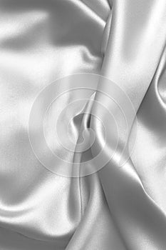 Rippled white silk fabric satin cloth waves background