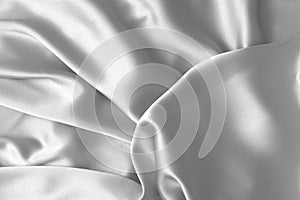 Rippled white silk fabric satin cloth waves background