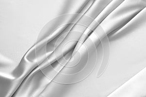 Rippled white silk fabric satin cloth waves background