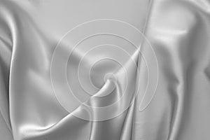 Rippled white silk fabric satin cloth waves background