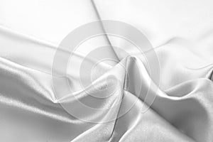 Rippled white silk fabric satin cloth waves background