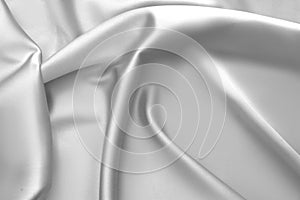 Rippled white silk fabric satin cloth waves background