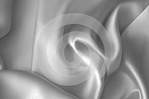 Rippled white silk fabric satin cloth waves background