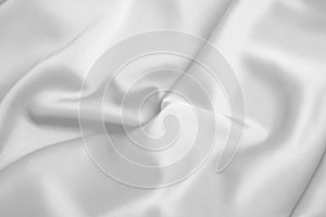 Rippled white silk fabric satin cloth waves background