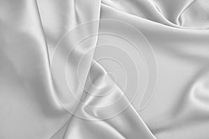 Rippled white silk fabric satin cloth waves background