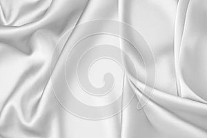 Rippled white silk fabric satin cloth waves background