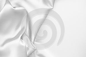 Rippled white silk fabric satin cloth waves background