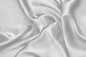 Rippled white silk fabric satin cloth waves background