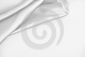 Rippled white silk fabric satin cloth waves background