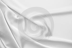 Rippled white silk fabric satin cloth waves background