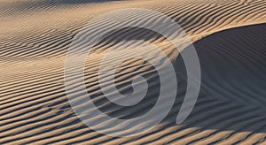 Rippling sand dunes with parallel, wavy