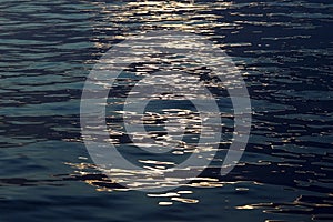 Rippling water surface with sunlight reflection.