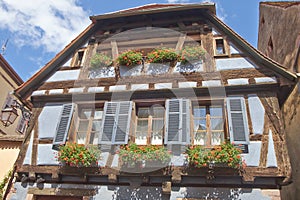 Riquewihr France, Window with flowers