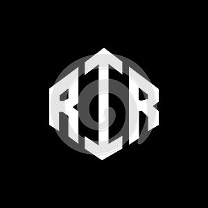 RIR letter logo design with polygon shape. RIR polygon and cube shape logo design. RIR hexagon vector logo template white and
