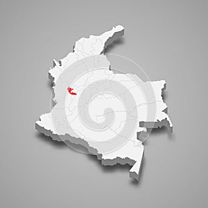 Risaralda region location within Colombia 3d map photo