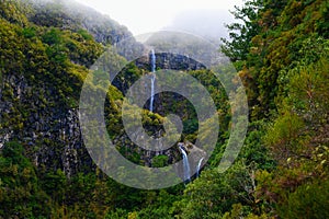 Risco waterfall in the Madeira Islands, Portugal