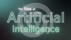 Rise of artificial intelligence neon text, abstract background
