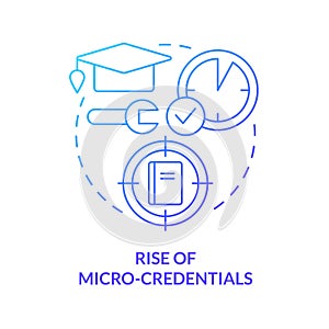 Rise of micro credentials blue gradient concept icon