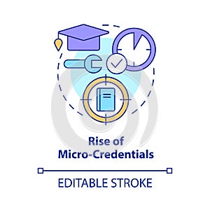 Rise of micro credentials concept icon