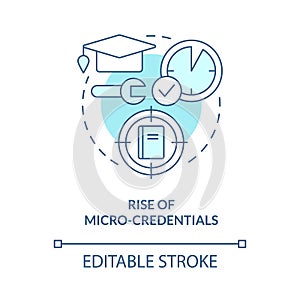 Rise of micro credentials turquoise concept icon