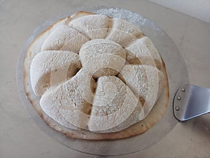 Rised bread ready to bake photo