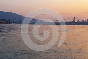 Rishikesh city and Ganga river sunset view