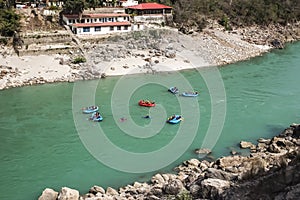 Rafting on Ganga river near Rishikesh, Uttarkhand, India