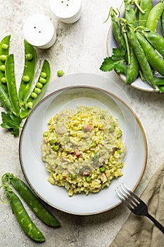 Risi e bisi. Italian, Venetian rice and pea.