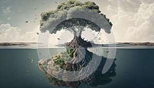 Rising Above - Resilience Concept with a Tree
