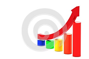 Rising arrow and bar chart