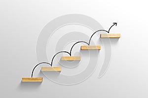 Rising arrow on staircase, increasing business photo