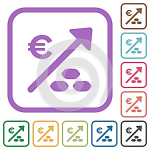 Rising coal energy european Euro prices simple icons