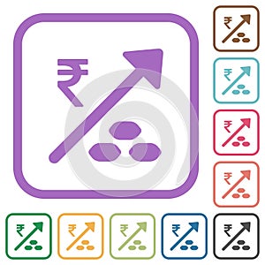 Rising coal energy Indian Rupee prices simple icons