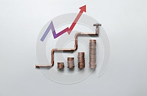 Rising energy bills and costs concept