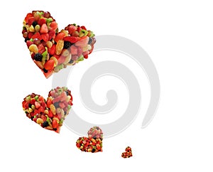 Rising Fruit Heart Valentines Shapes Isolate on White Background
