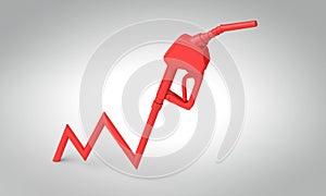 Rising fuel costs. Petrol pump rising chart. 3D Rendering