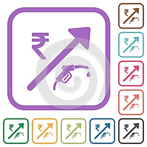 Rising fuel Indian Rupee prices simple icons