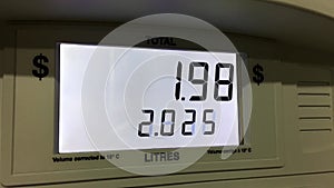 Rising gas prices on station pump scree