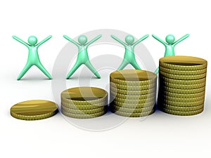 Rising gold coin stack