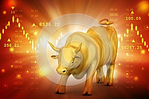 Rising golden business bull