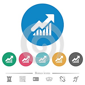 Rising graph flat round icons